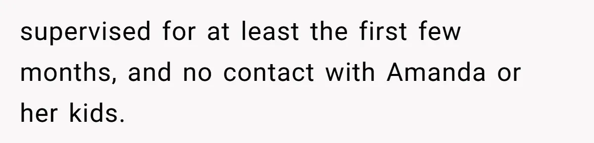 supervised for at least the first few months, and no contact with Amanda or her kids.