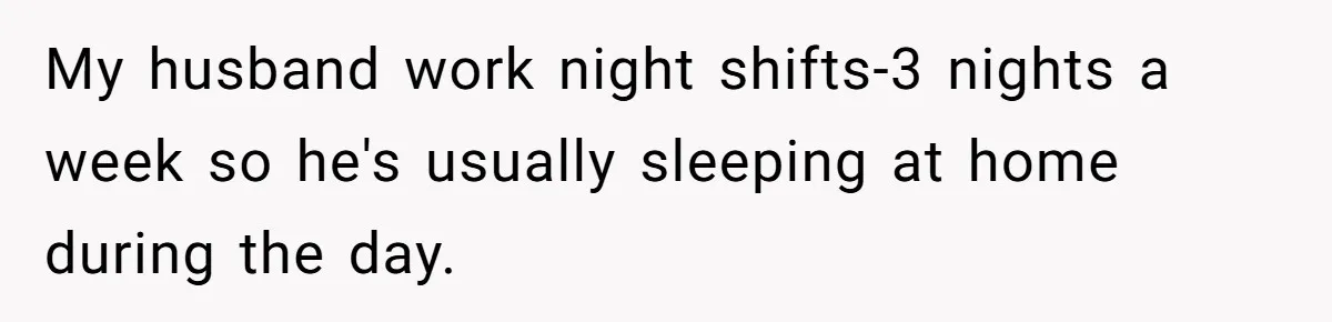 My husband work night shifts-3 nights a week so he's usually sleeping at home during the day.