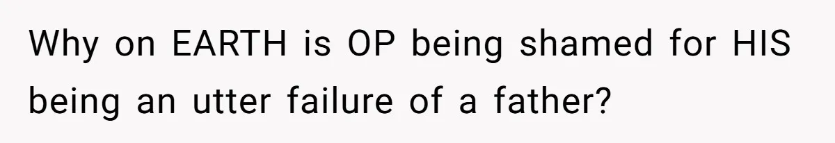 Why on EARTH is OP being shamed for HIS being an utter failure of a father?