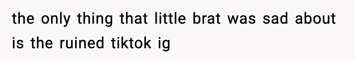 the only thing that little brat was sad about is the ruined tiktok ig