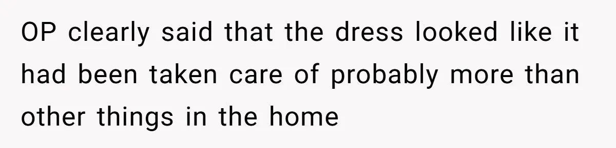 OP clearly said that the dress looked like it had been taken care of probably more than other things in the home