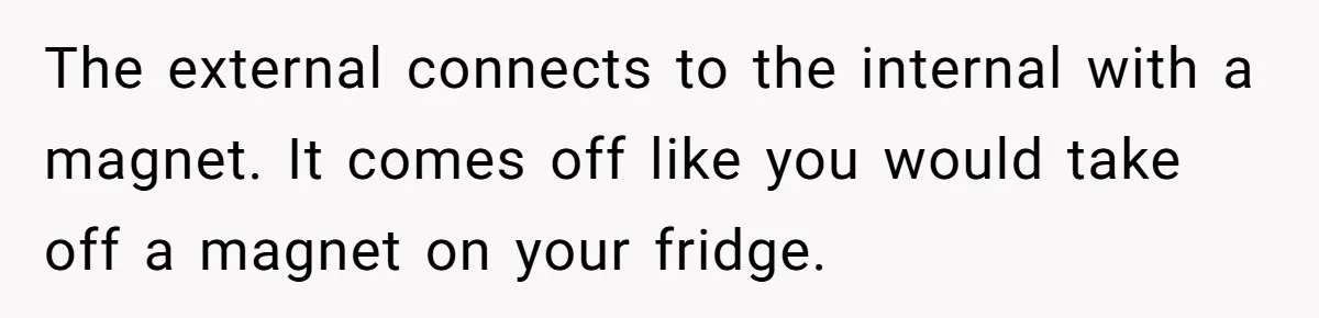 Deaf Teen And Her Sister Found A Brutal Way To Shut An Aunt Down The external connects to the internal with a magnet. It comes off like you would take off a magnet on your fridge.