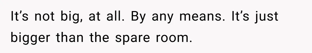 It’s not big, at all. By any means. It’s just bigger than the spare room.