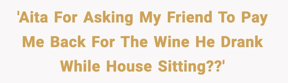 Woman Sends Venmo After Friend Drinks Her $120 Wine While House Sitting 'AITA for asking my friend to pay me back for the wine he drank while house sitting??'