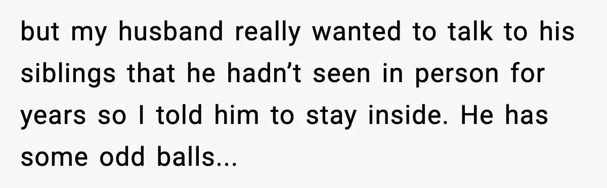 Mom Laughs After Pregnant Guest Eats Baby’s Snack And Triggers Allergy but my husband really wanted to talk to his siblings that he hadn’t seen in person for years so I told him to stay inside. He has some odd balls...