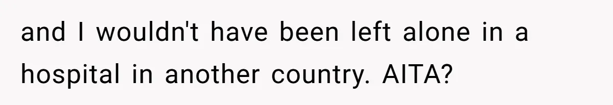 and I wouldn't have been left alone in a hospital in another country. AITA?