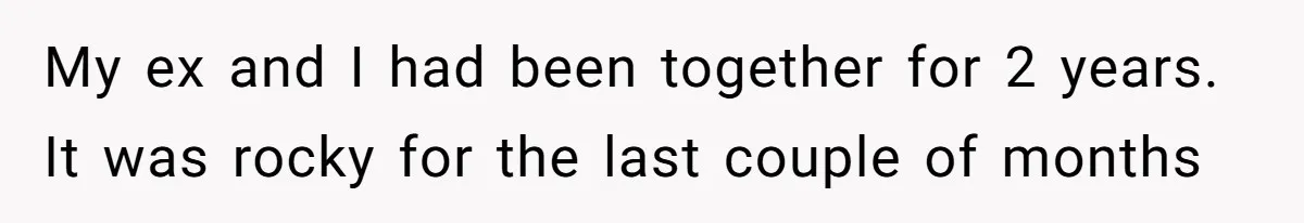 My ex and I had been together for 2 years. It was rocky for the last couple of months