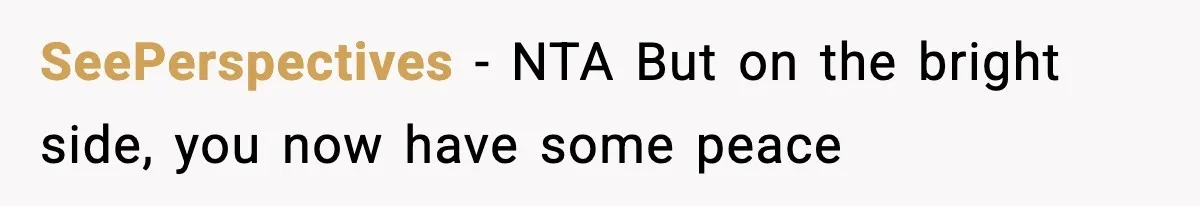 SeePerspectives − NTA But on the bright side, you now have some peace