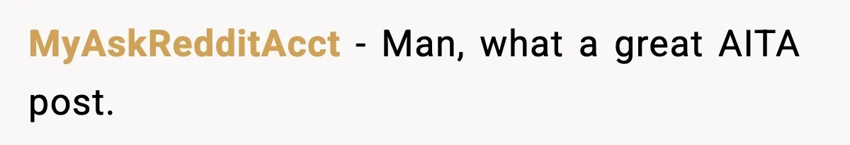 MyAskRedditAcct − Man, what a great AITA post.