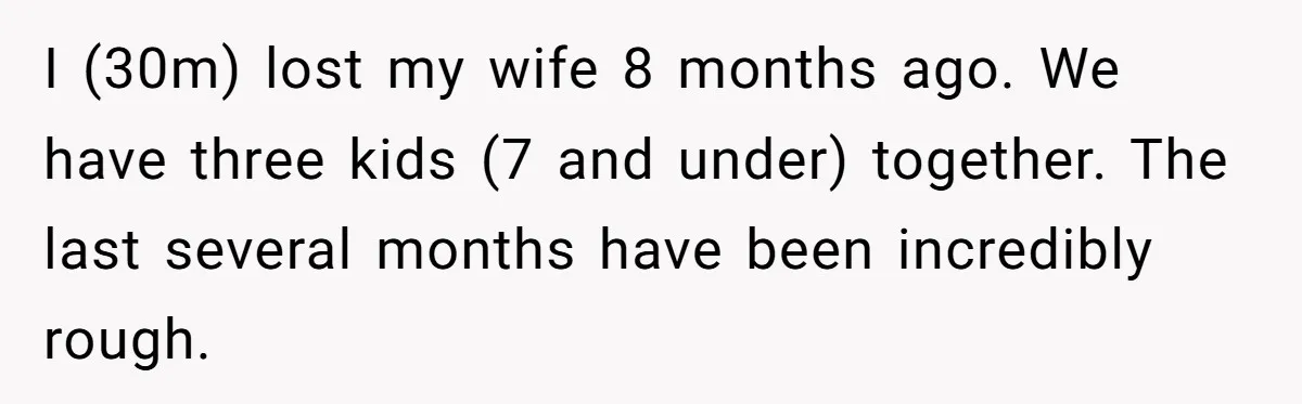 I (30m) lost my wife 8 months ago. We have three kids (7 and under) together. The last several months have been incredibly rough.