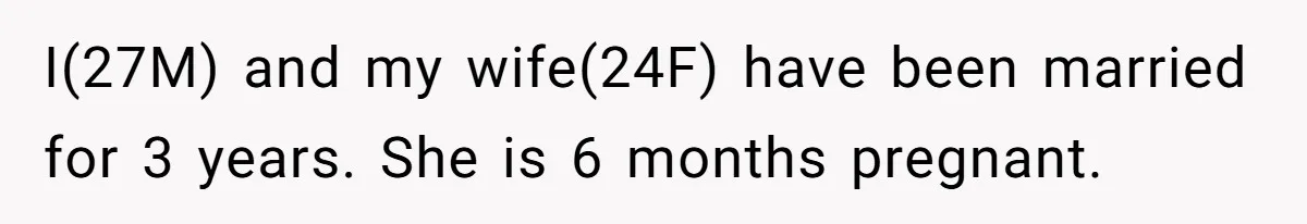 I(27M) and my wife(24F) have been married for 3 years. She is 6 months pregnant.