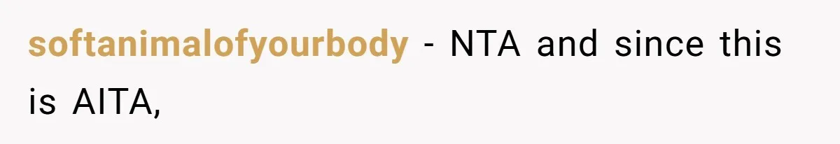 softanimalofyourbody − NTA and since this is AITA,