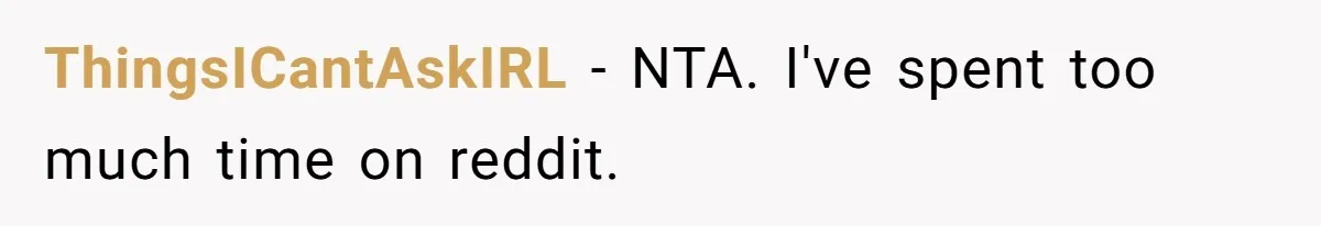 ThingsICantAskIRL − NTA. I've spent too much time on reddit.