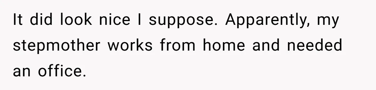 It did look nice I suppose. Apparently, my stepmother works from home and needed an office.