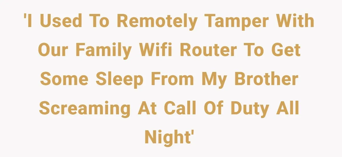 'I used to remotely tamper with our family WiFi router to get some sleep from my brother screaming at Call of Duty all night'