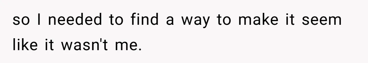so I needed to find a way to make it seem like it wasn't me.