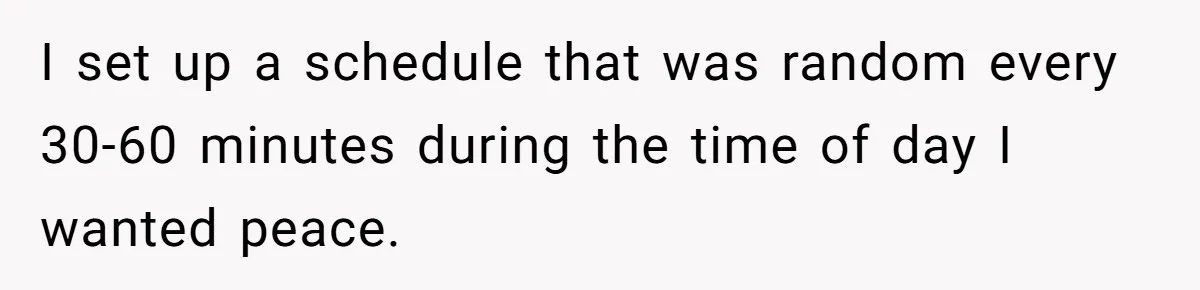 I set up a schedule that was random every 30-60 minutes during the time of day I wanted peace.