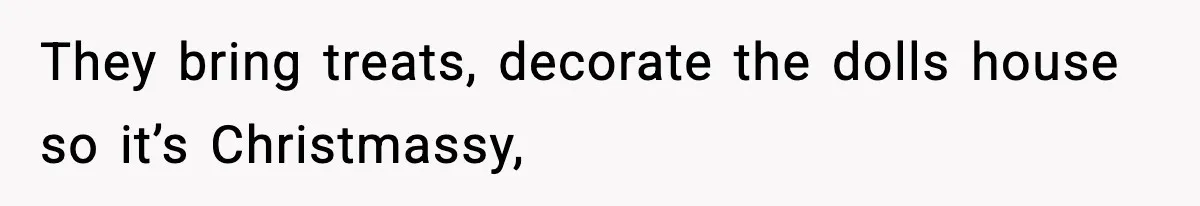Husband Ruins Stepson’s Birthday Cake With Elf Prank, Then Blamed Wife For Throwing Elf Away They bring treats, decorate the dolls house so it’s Christmassy,