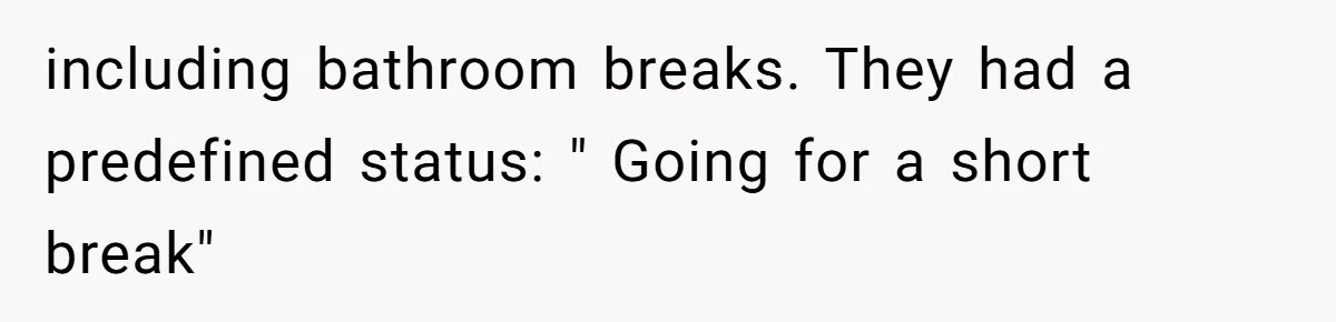including bathroom breaks. They had a predefined status: " Going for a short break"