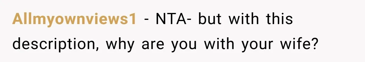 Allmyownviews1 − NTA- but with this description, why are you with your wife?