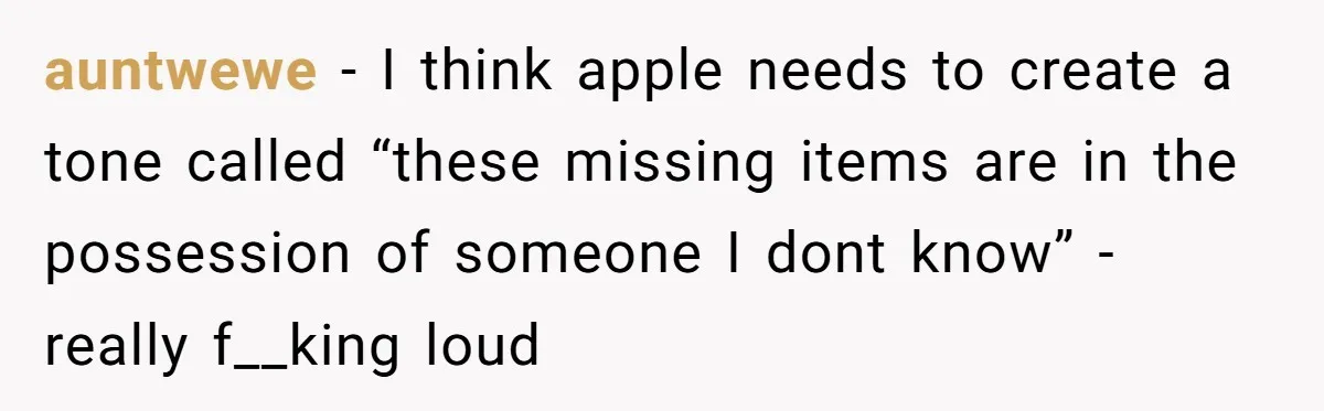 Airline Cleaner Allegedly Swipes AirPods, She Fights Back With “Find My” auntwewe − I think apple needs to create a tone called “these missing items are in the possession of someone I dont know” - really f__king loud
