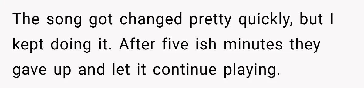 Airline Cleaner Allegedly Swipes AirPods, She Fights Back With “Find My” The song got changed pretty quickly, but I kept doing it. After five ish minutes they gave up and let it continue playing.