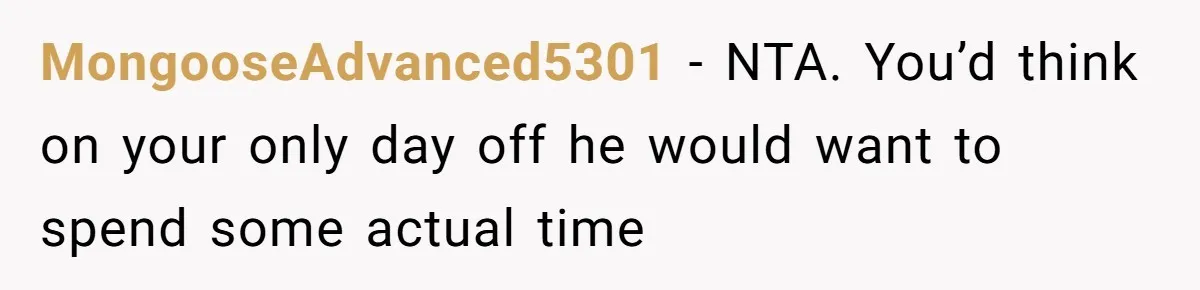 Husband Timed His Allergic Reactions With Wife's Day Off, She Stopped Responding MongooseAdvanced5301 − NTA. You’d think on your only day off he would want to spend some actual time