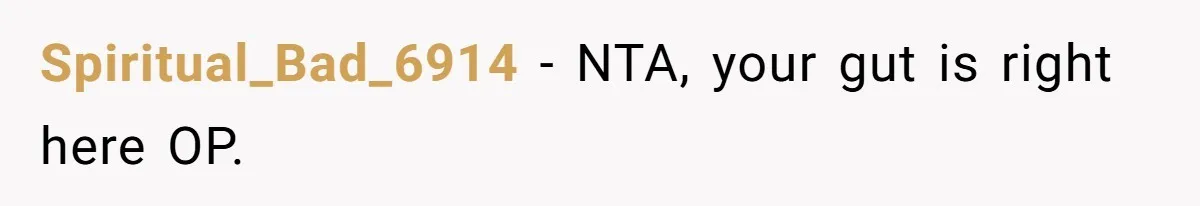 Spiritual_Bad_6914 − NTA, your gut is right here OP.