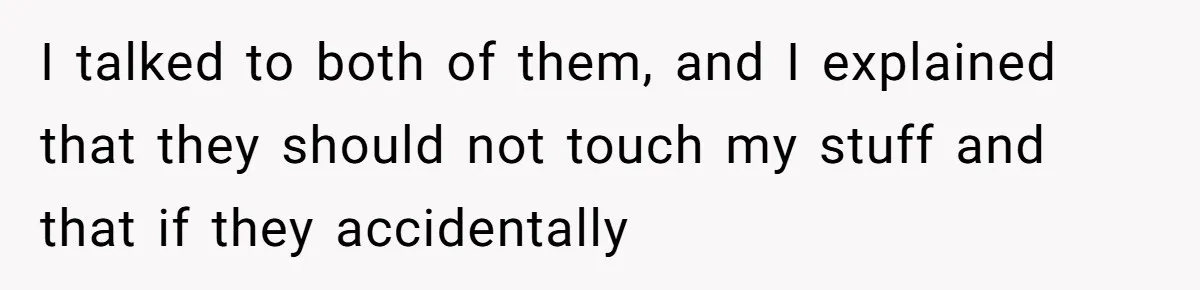 I talked to both of them, and I explained that they should not touch my stuff and that if they accidentally