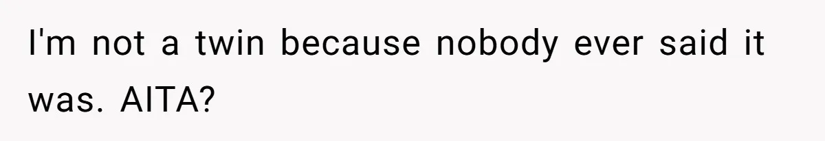 I'm not a twin because nobody ever said it was. AITA?