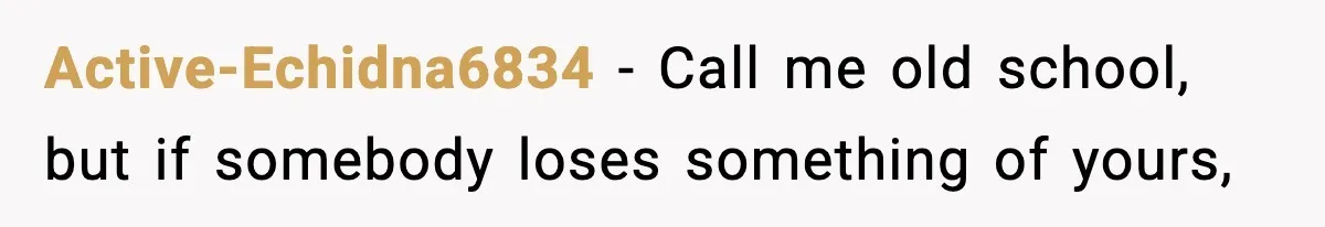 Active-Echidna6834 − Call me old school, but if somebody loses something of yours,