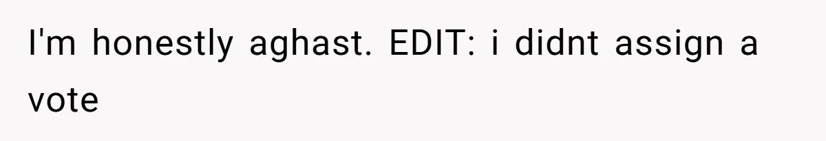 I'm honestly aghast. EDIT: i didnt assign a vote