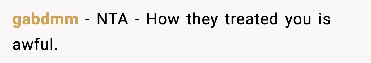 gabdmm − NTA - How they treated you is awful.