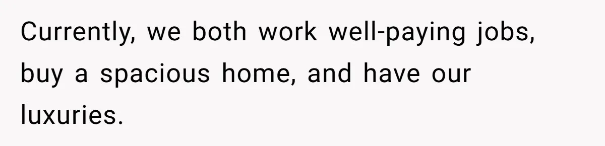 Currently, we both work well-paying jobs, buy a spacious home, and have our luxuries.