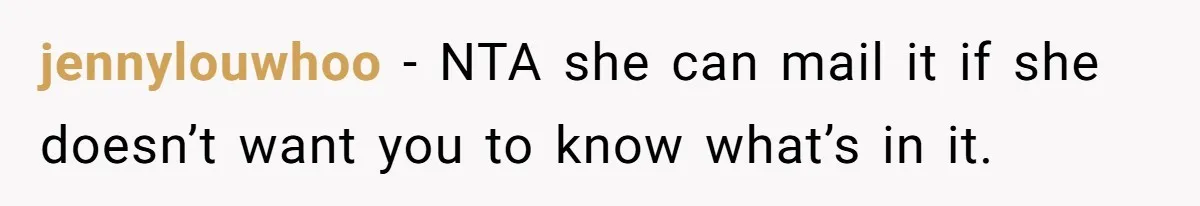 Friend Demands She Smuggle “Sensitive” Package Overseas, Refuses To Let Her Open It jennylouwhoo − NTA she can mail it if she doesn’t want you to know what’s in it.