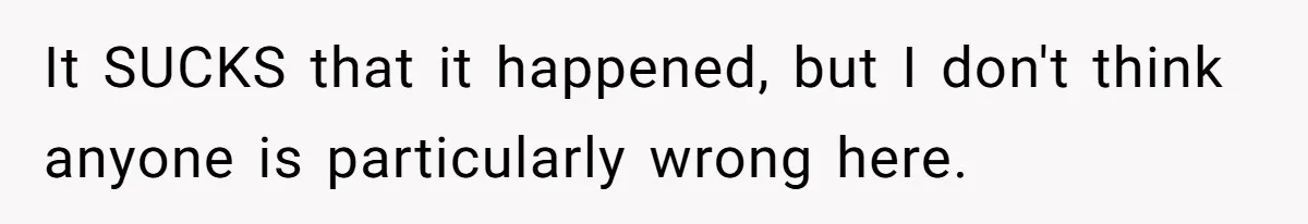 It SUCKS that it happened, but I don't think anyone is particularly wrong here.