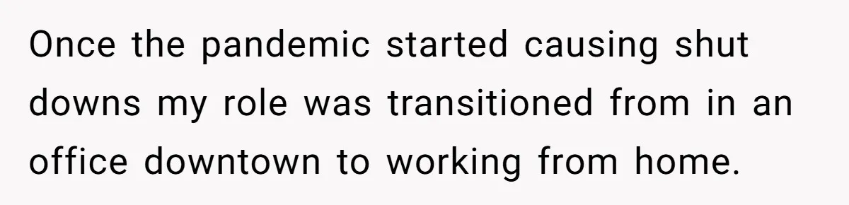 Once the pandemic started causing shut downs my role was transitioned from in an office downtown to working from home.