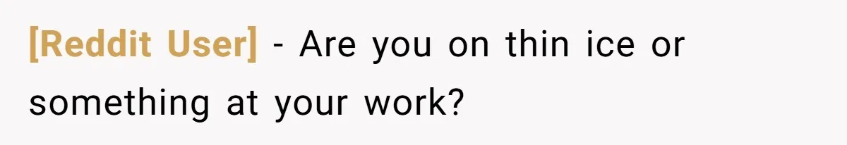 [Reddit User] − Are you on thin ice or something at your work?