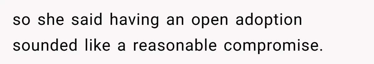 so she said having an open adoption sounded like a reasonable compromise.