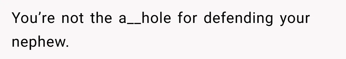 You’re not the a__hole for defending your nephew.