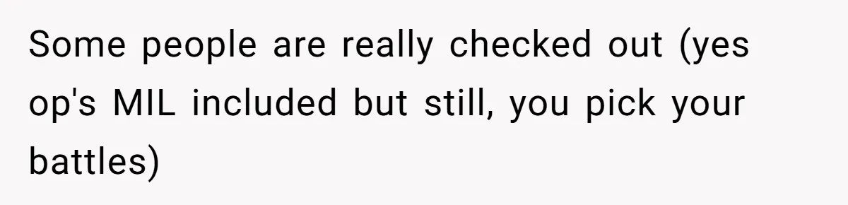 Some people are really checked out (yes op's MIL included but still, you pick your battles)