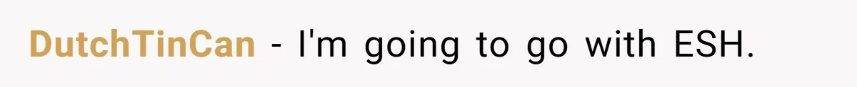 DutchTinCan − I'm going to go with ESH.