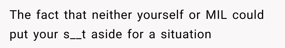 The fact that neither yourself or MIL could put your s__t aside for a situation