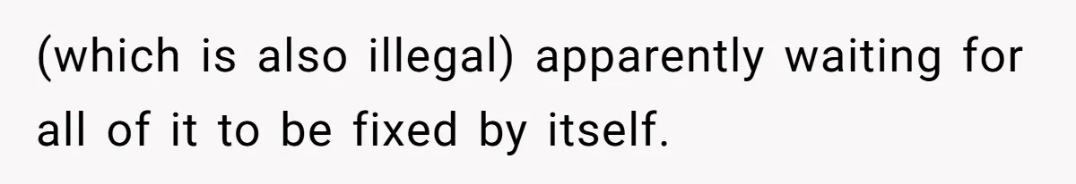 (which is also illegal) apparently waiting for all of it to be fixed by itself.