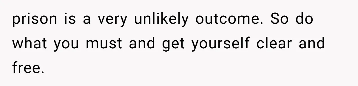prison is a very unlikely outcome. So do what you must and get yourself clear and free.