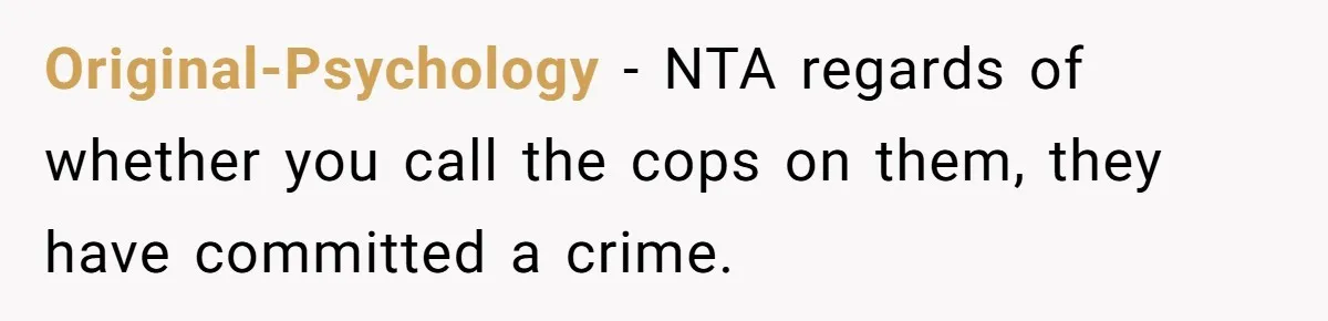 Original-Psychology − NTA regards of whether you call the cops on them, they have committed a crime.