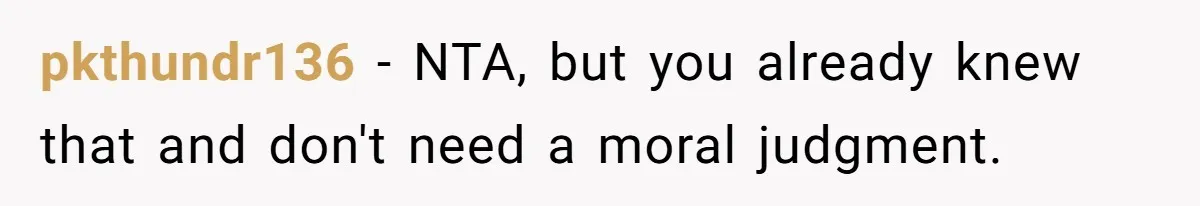 pkthundr136 − NTA, but you already knew that and don't need a moral judgment.