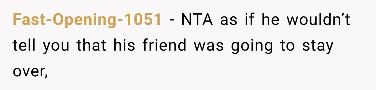 Fast-Opening-1051 − NTA as if he wouldn’t tell you that his friend was going to stay over,