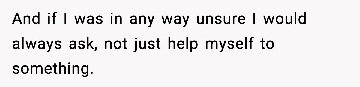 And if I was in any way unsure I would always ask, not just help myself to something.
