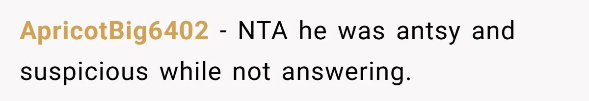 ApricotBig6402 − NTA he was antsy and suspicious while not answering.
